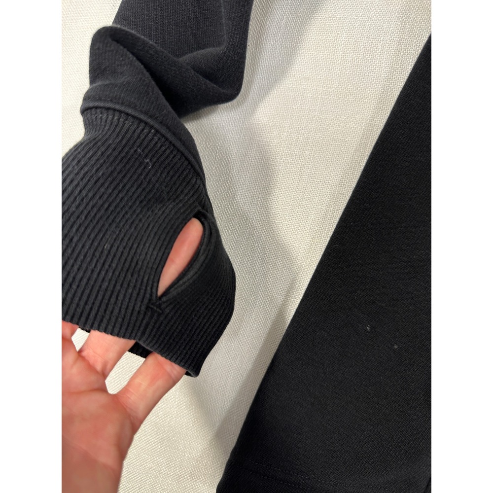 Athleta Womens Karma Black Half Zip Fleece Lined Hoodie Sweatshirt XS Thumbholes - Picture 6 of 11